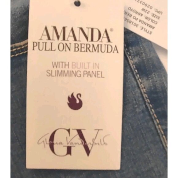 Amanda GLORIA VANDERBILT 22w Jean Shorts Slimming Panel Pull On Bermuda Stretch - Picture 5 of 14